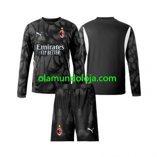 Camisola AC Milan Guarda-redes Criança Equipamento Primeiro 2024-2025 Manga Comprida